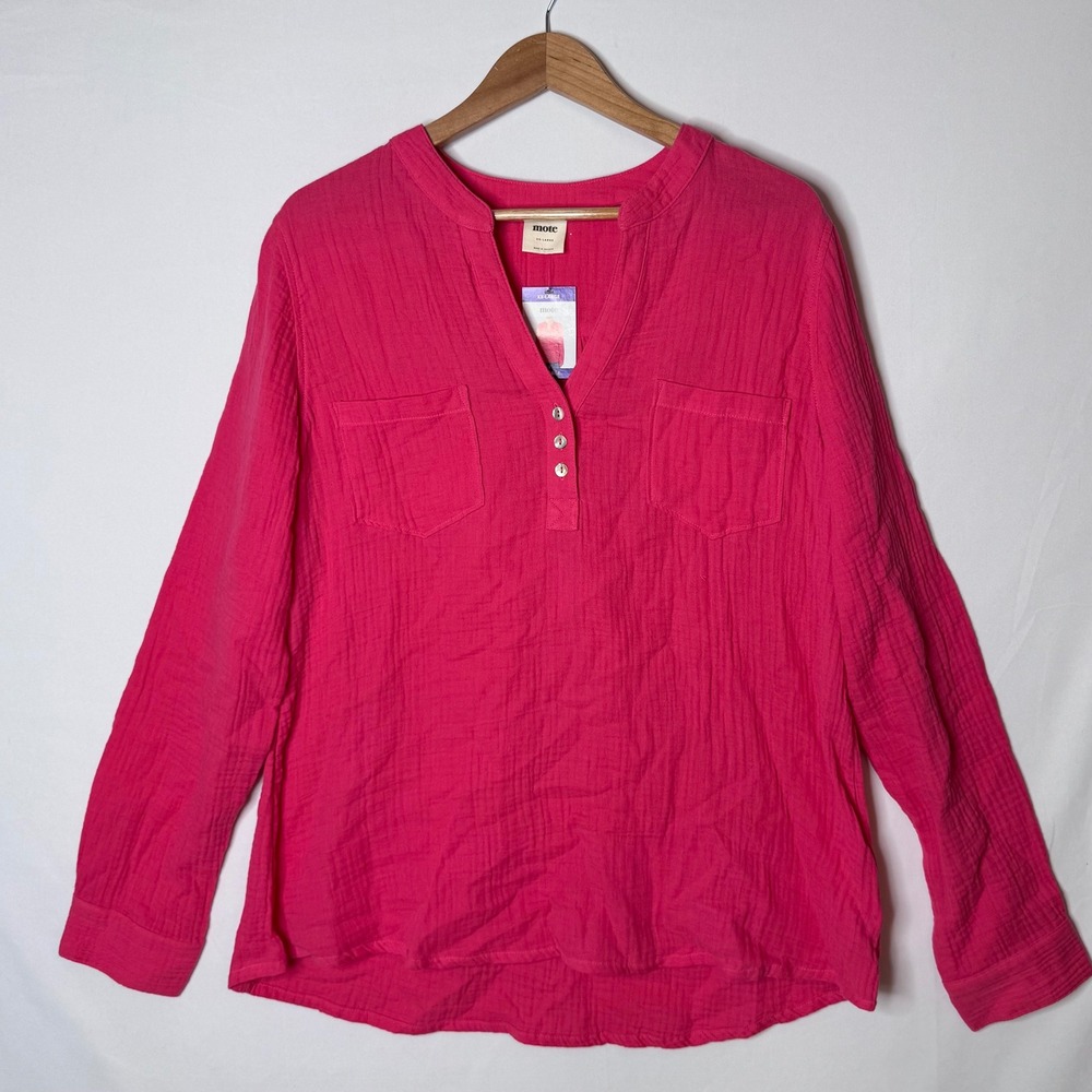 NEW Mote Womens‎ XXL Watermelon Pink Gauze Top 100% Cotton Resort Beach 2XL